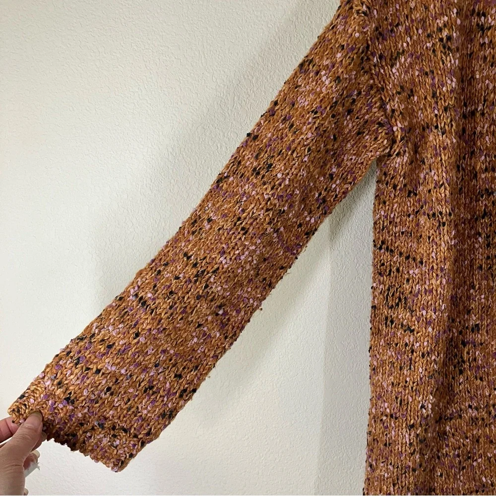 J JILL Chunky Open Front Cardigan L Slouchy Casual Sweater Work Travel Cotton